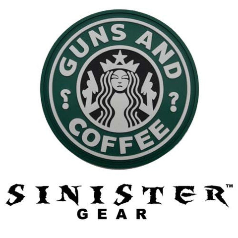 Sinister Gear "Guns and Coffee (Black)" PVC Patch - Color