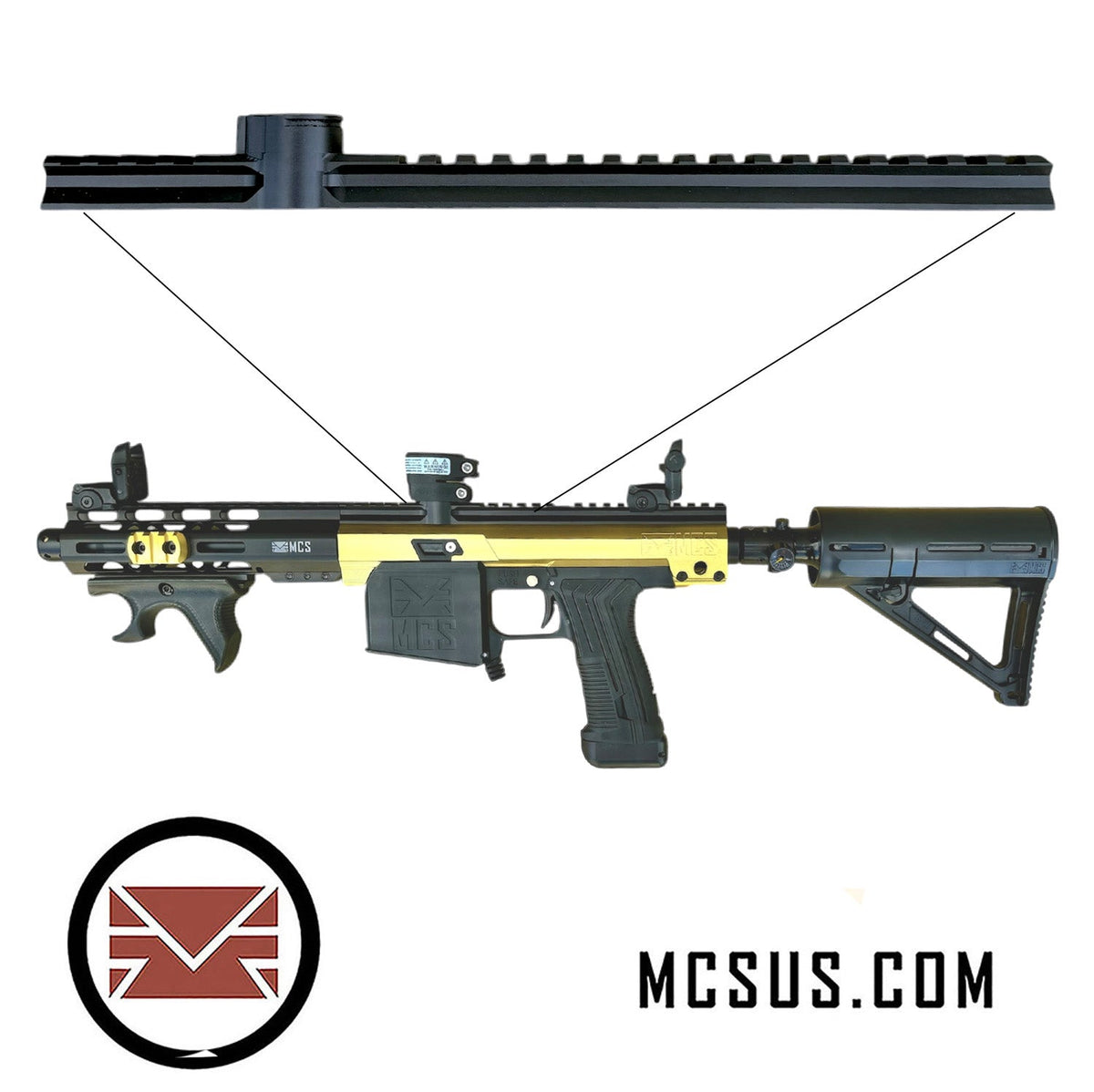 Hopper Adapter Top Rail For MCS100 Body Kit For EMF100 MG100 Paintball ...