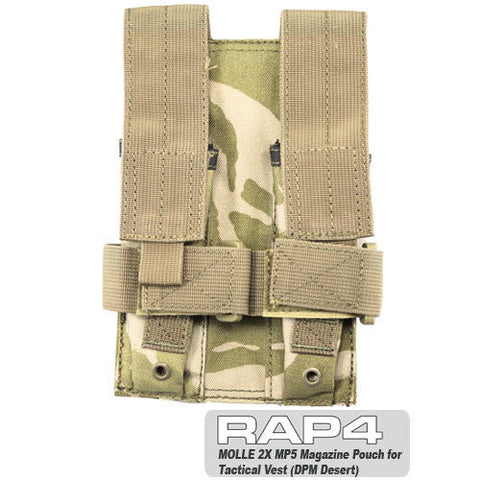 British DPM Desert MOLLE Double MP5 Magazine Pouch (Clearance Item)