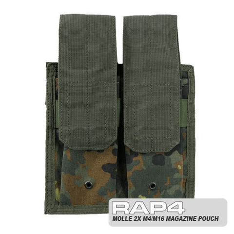 MOLLE Double M4 DMAG & Helix Magazine Pouch (German Flecktarn) Clearance Item