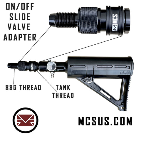 integrated On/Off Slide Valve Air Adapter (Female Side Air Tank Thread - Male Side 88g Thread)