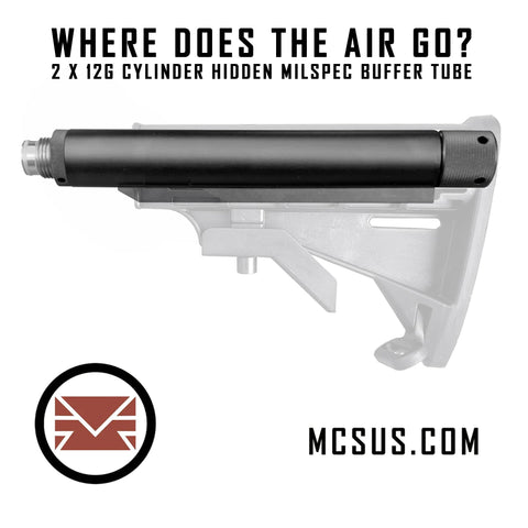 Where Does The Air Go? Hidden 2 x 12g CO2 Cylinder Milspec Busttock Buffer Tube